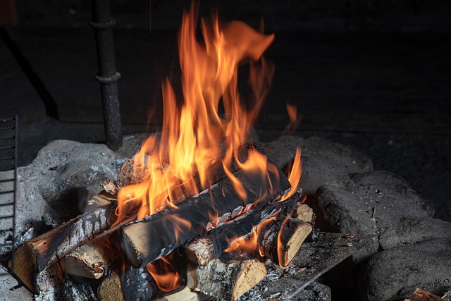 dřevo v krbu